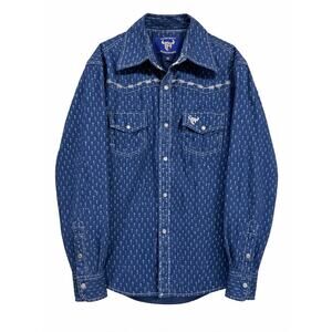 Cowboy Hardware Youth M 7/8 Blue Arrow Pearl Snap Western Rodeo Shirt Cowboycore